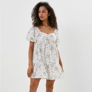 Billabong Be Mine Cotton flora Printed Babydoll mini Dress size small summer